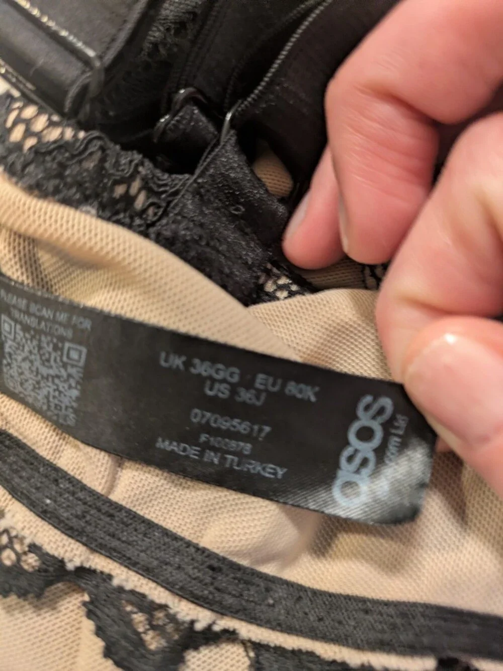 Asos Longline Lace Bralette with Crisscross Back - Black 36GG/36J